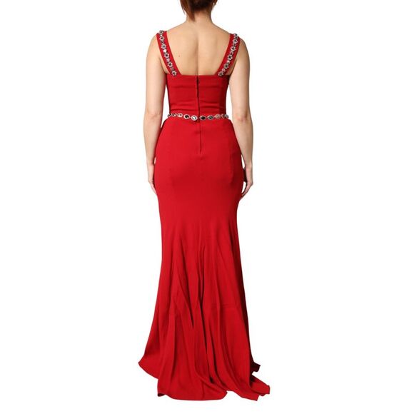 Dolce & Gabbana Red Crystals Sheath Mermaid Long Gown Women's Dress (Pre-Owned) - Picture 3 of 5